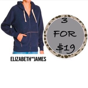 3/$19 Elizabeth and James Navy blue full zip Hoodie